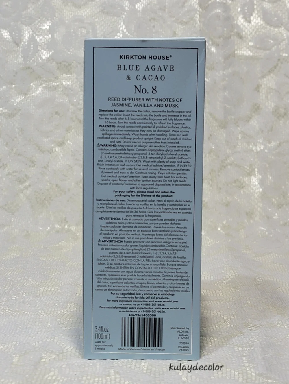 Kirkton House Blue Agave & Cacao No. 8 Reed Diffuser - 3.4 Fl oz. (100mL)